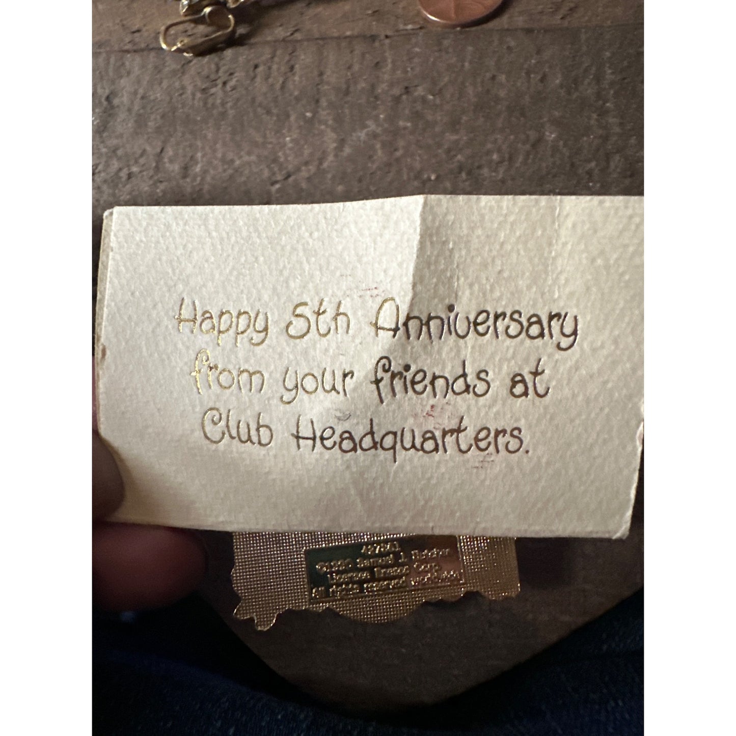 Enesco Precious Moments 5-Year Member Pin 1990 Birthday Club original card