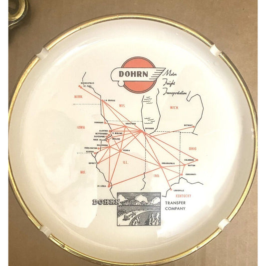 DOHRN FREIGHT TRANSFER TRANSPORTATION CERAMIC ASHTRAY 6.5” STERLING ILLINOIS