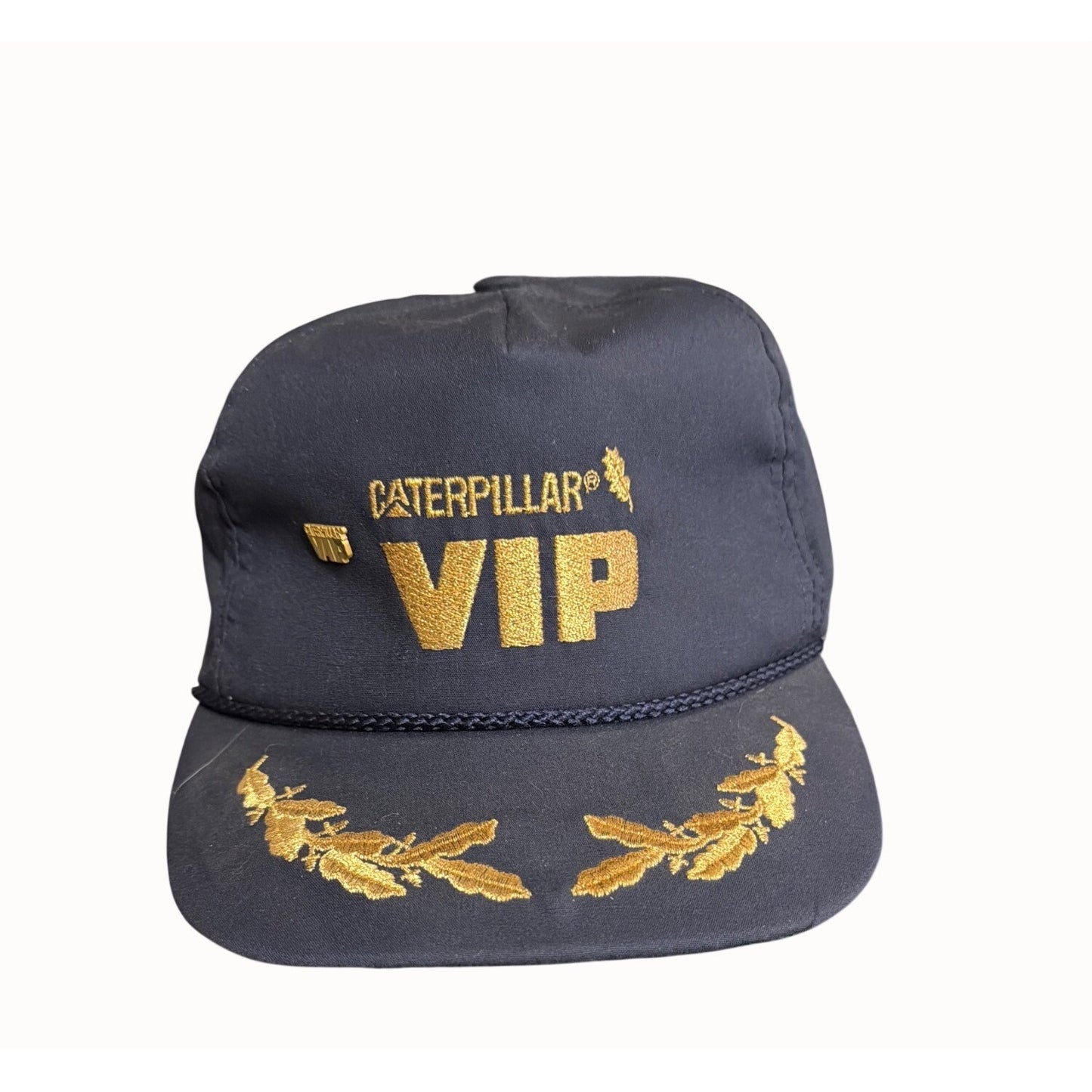 Caterpillar VIP Adjustable Navy Hat With Gold Embroidery & Laurel Accent + Pin