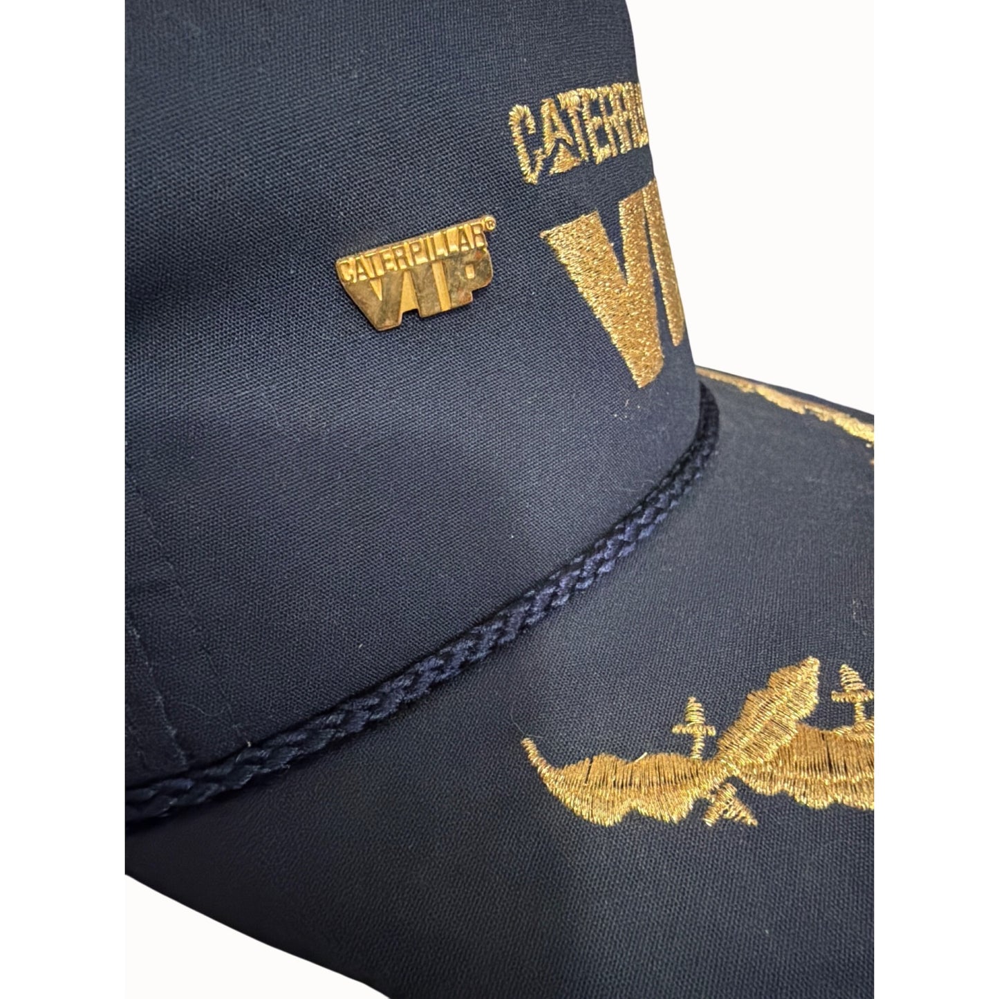 Caterpillar VIP Adjustable Navy Hat With Gold Embroidery & Laurel Accent + Pin
