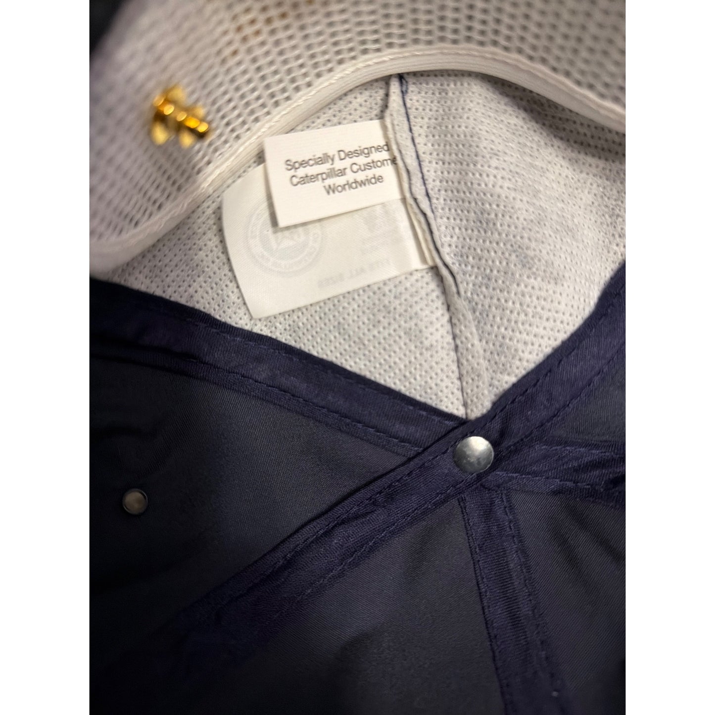 Caterpillar VIP Adjustable Navy Hat With Gold Embroidery & Laurel Accent + Pin