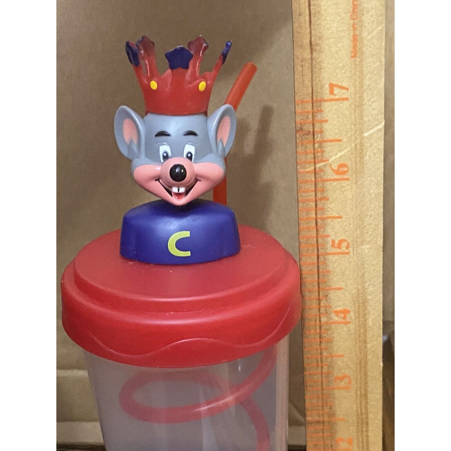 CHUCK E CHEESE Pizza 2011 Bobble Head Twirl Plastic Straw Sippy Cup Kids