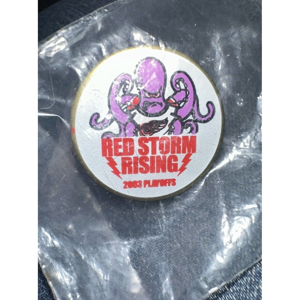 DETROIT RED WINGS AL THE OCTOPUS MASCOT RED STORM COLLECTOR PIN 2003 Playoffs