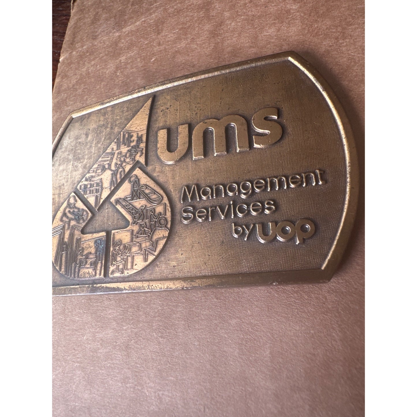 UMS Management Services By UOP Brass Belt Buckle