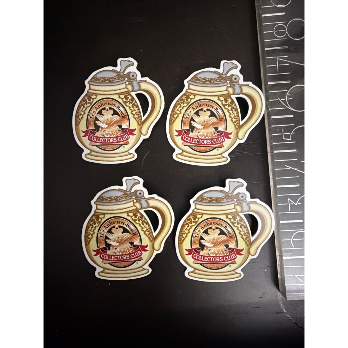 Anheuser-Busch Collectors Club Gold-Tone Mug  Buttons lot of 4