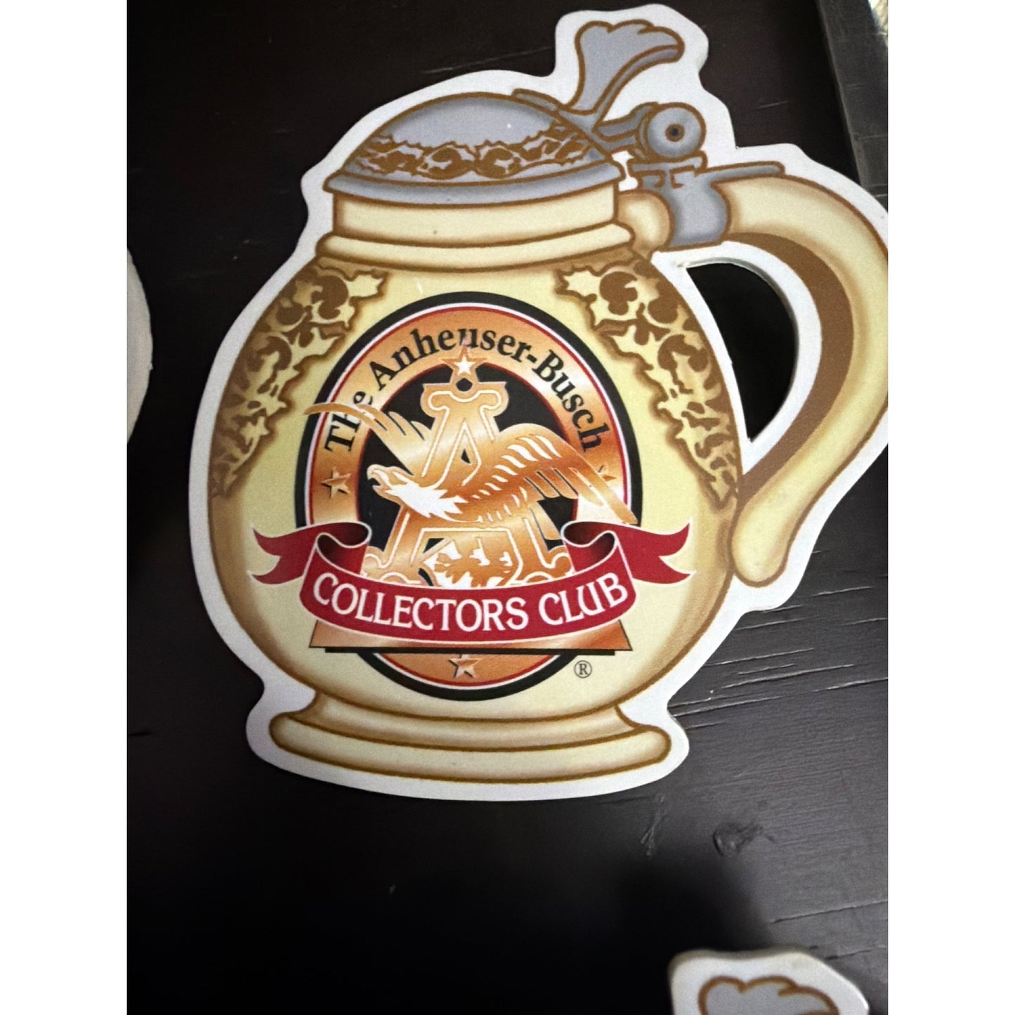 Anheuser-Busch Collectors Club Gold-Tone Mug  Buttons lot of 4