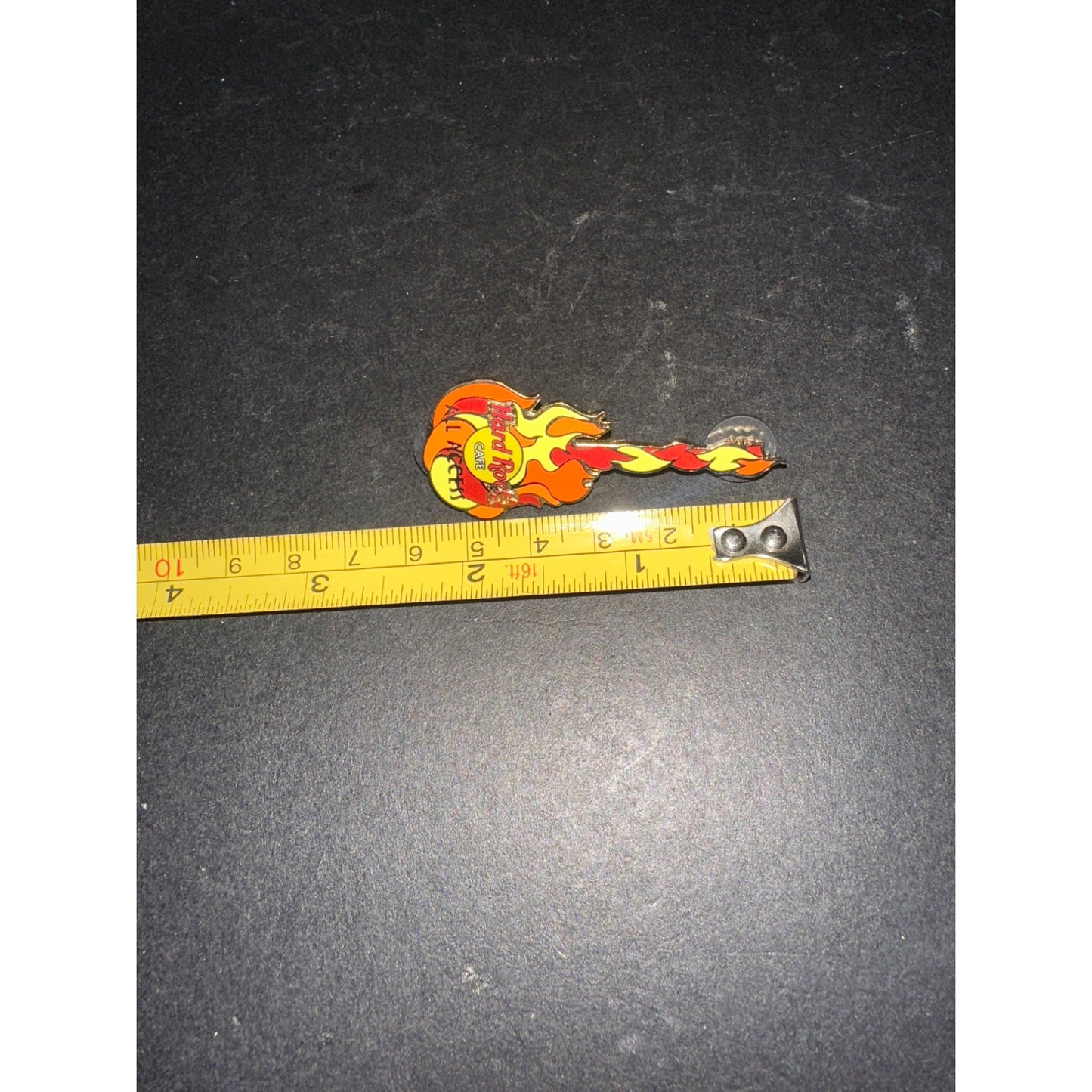 Hard Rock Cafe All Access Guitar Pin Red & Yellow Flames Collectible