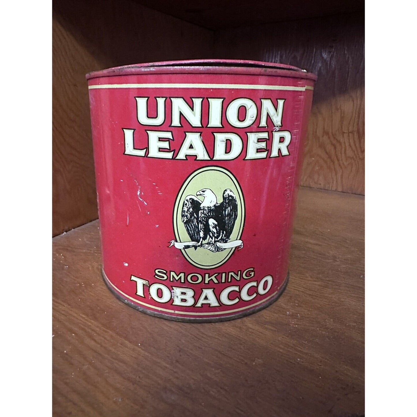 Union Leader Smoking Tobacco Tin 14 oz. W/ Leva-lift Can Opener- Empty Vintage