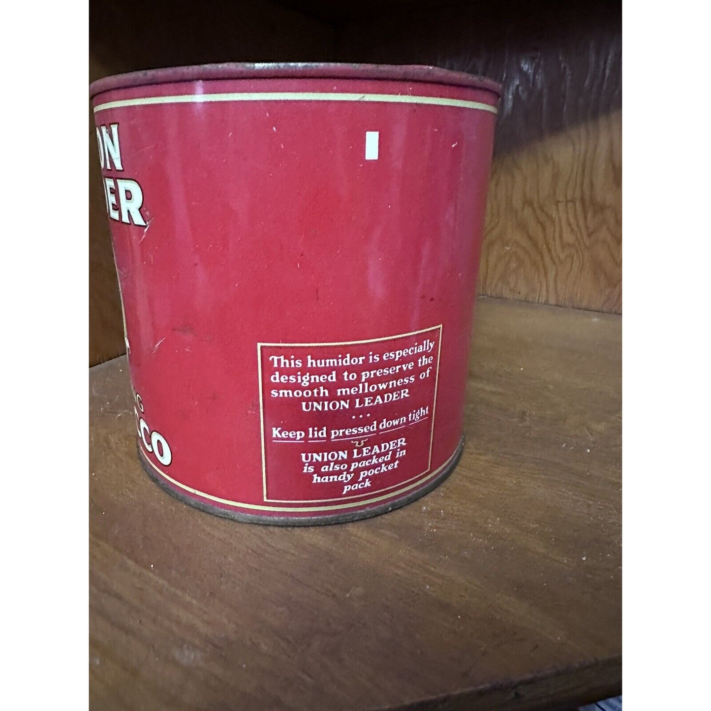 Union Leader Smoking Tobacco Tin 14 oz. W/ Leva-lift Can Opener- Empty Vintage