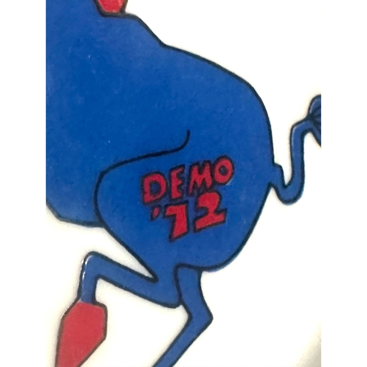 Democratic Party 1972 ceramic Ashtray With Blue Donkey red white blue political vintage