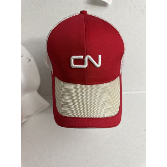 CN Railroad Cap Hat Embroidered Red White Mesh Adjustable Canadian National