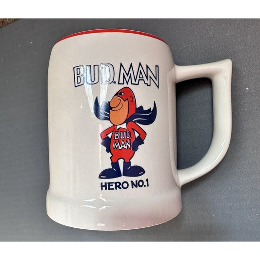 Budweiser Bud Man Hero No. 1 Beer Stein Mug, Incentives Corp 1970-1980 Vintage