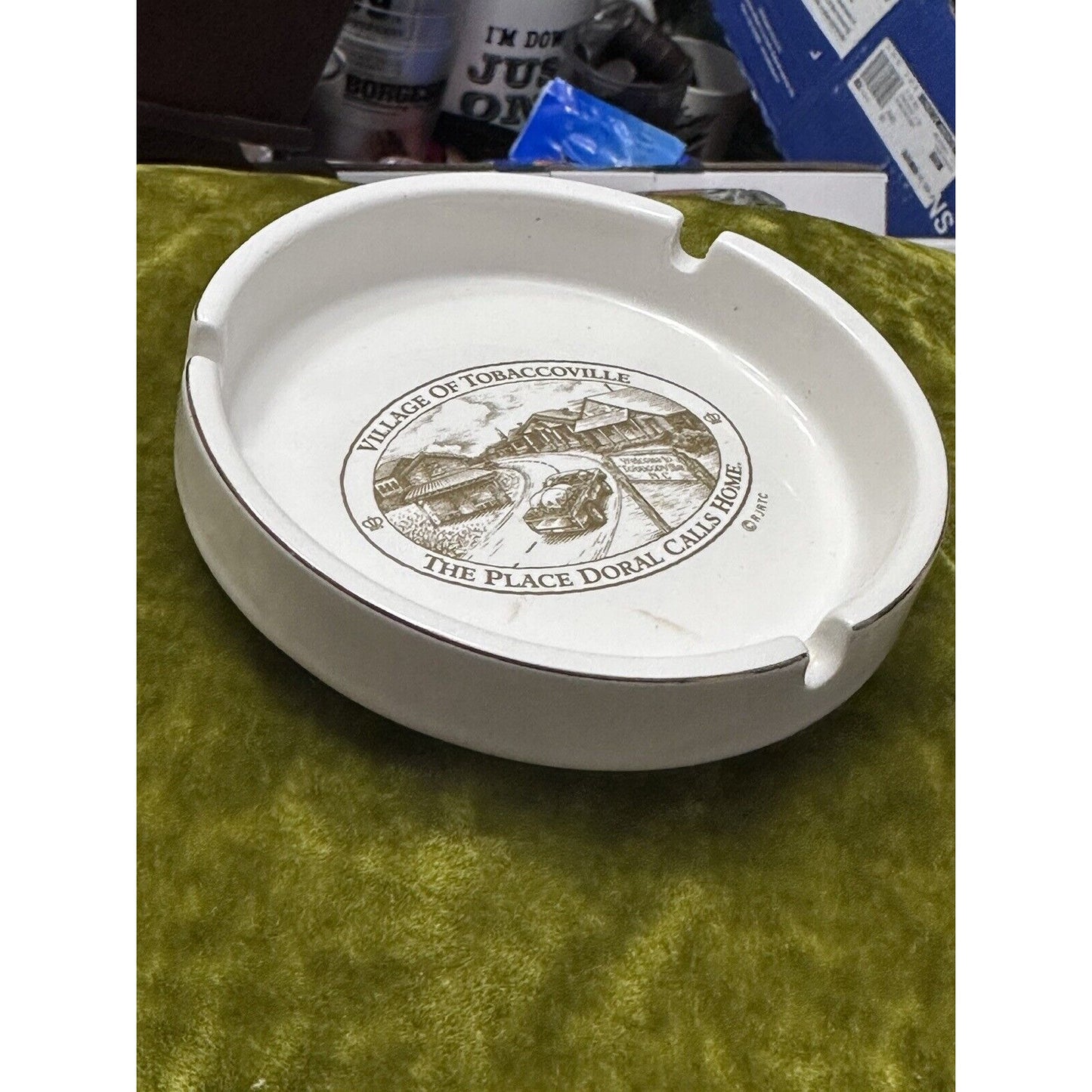 RJRTC Doral Cigarettes White Gold Ashtray Village of Tobaccoville Old Truck