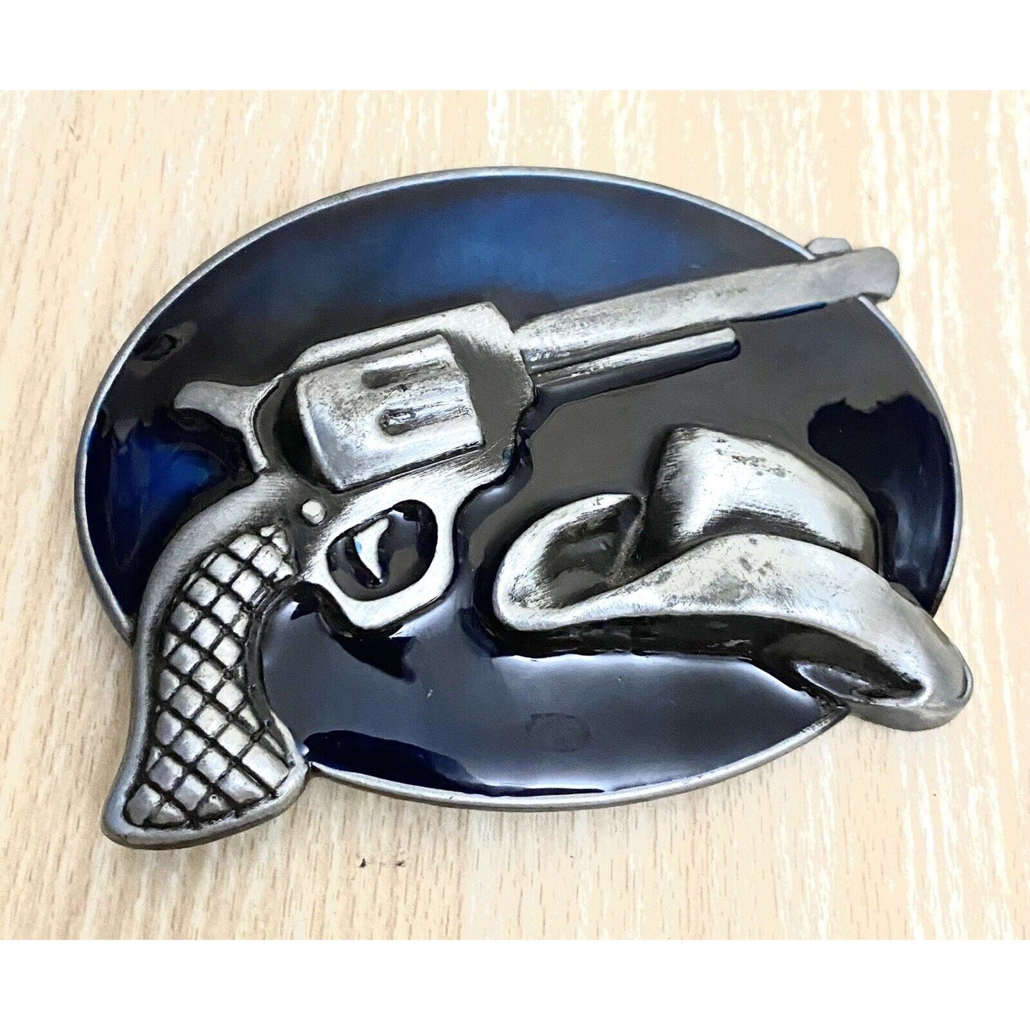 Cowboy hat Western Themed Silver Blue Enamel Belt Buckle