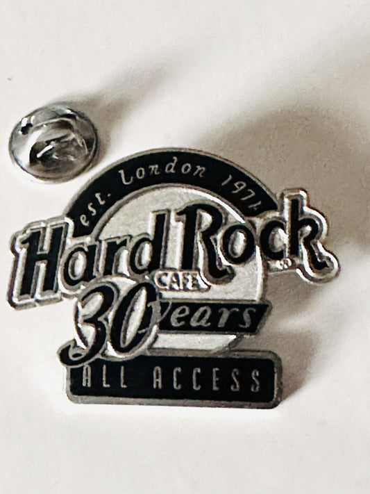 Vintage Hard Rock Cafe Hat Lapel Pin 1971 London All Access 30 Year silver black