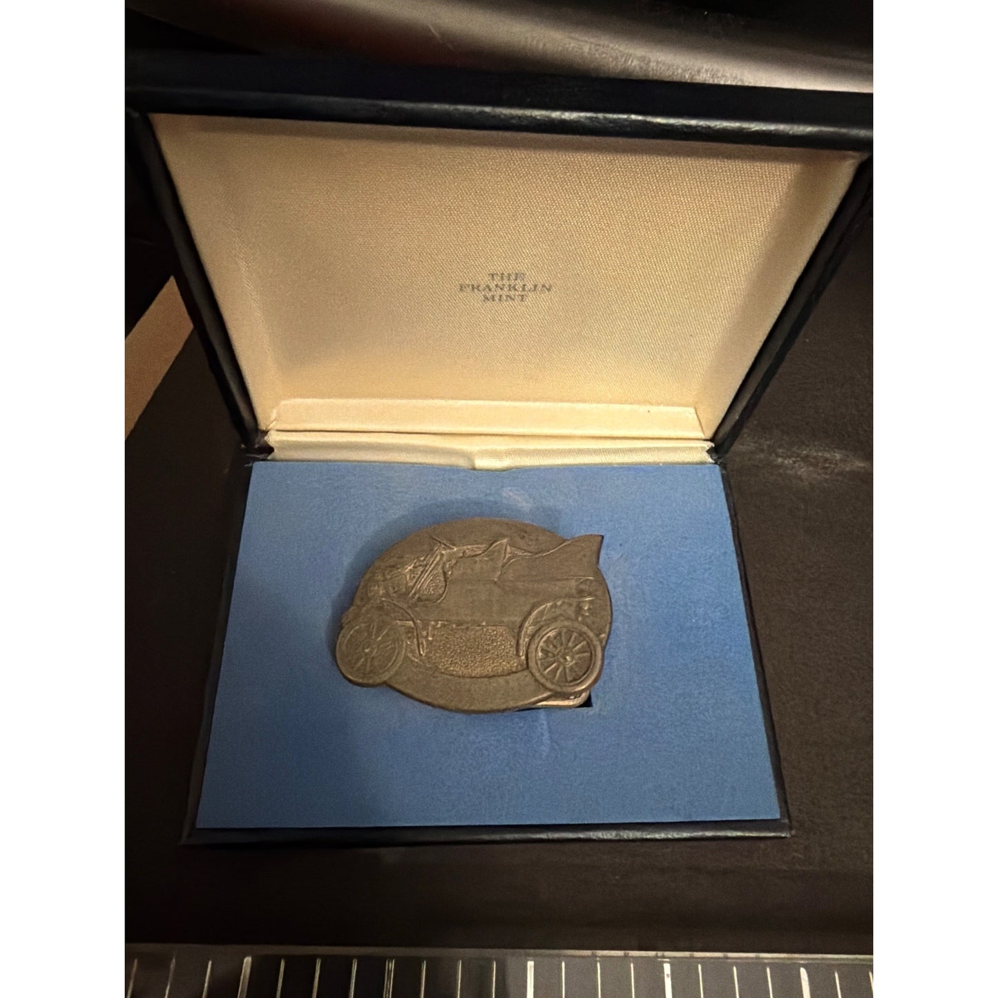 Ford Motor Co 75th Anniversary Buckle Franklin 1978 sterling silver Box COA