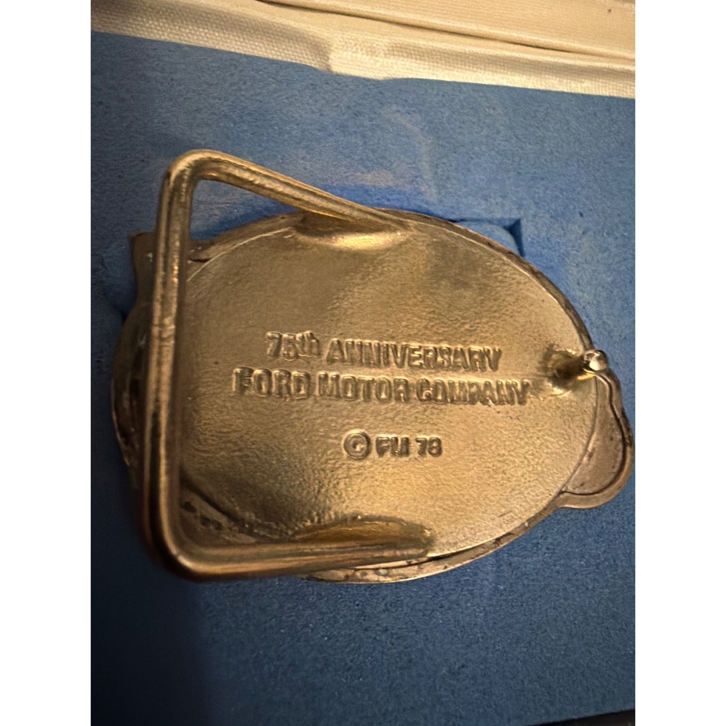 Ford Motor Co 75th Anniversary Buckle Franklin 1978 sterling silver Box COA