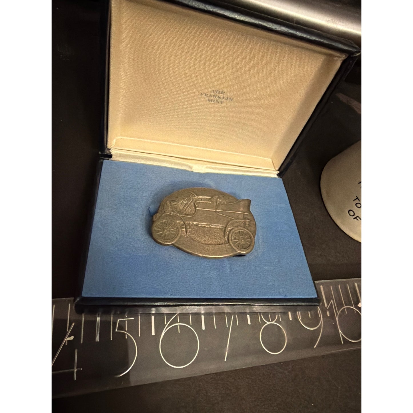 Ford Motor Co 75th Anniversary Buckle Franklin 1978 sterling silver Box COA