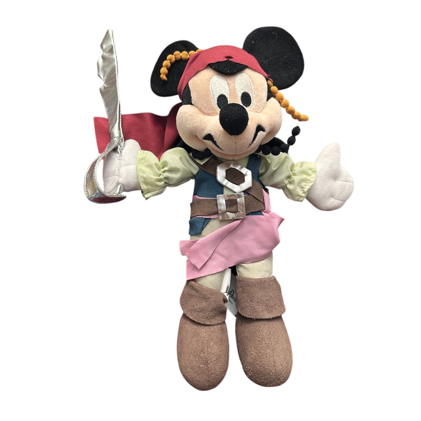 Pirate Jack Sparrow  Mickey Mouse Plush Stuffed Toy Disney Parks