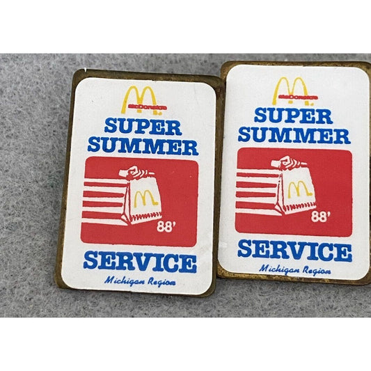 McDonald's Employee Issued Pin Super Summer Service 1988 Michigan Region 2 Pins