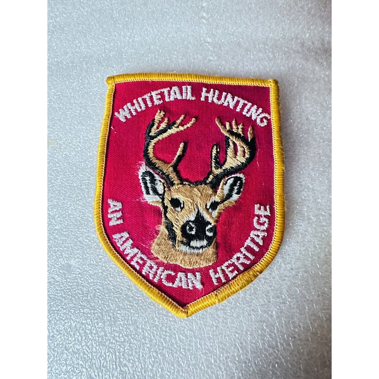 Whitetail Hunting An American Heritage 3" Embroidered Patch Deer Red gold