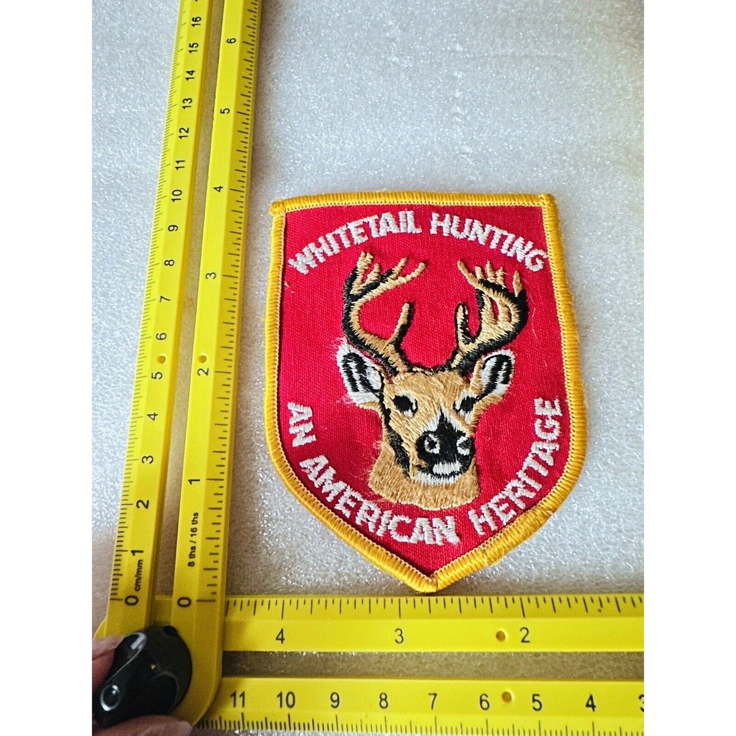 Whitetail Hunting An American Heritage 3" Embroidered Patch Deer Red gold