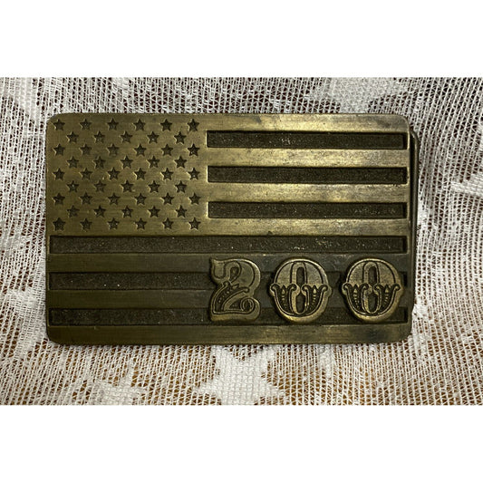 American Flag 200 Bicentennial Patriotic Brass Belt Buckle 1975