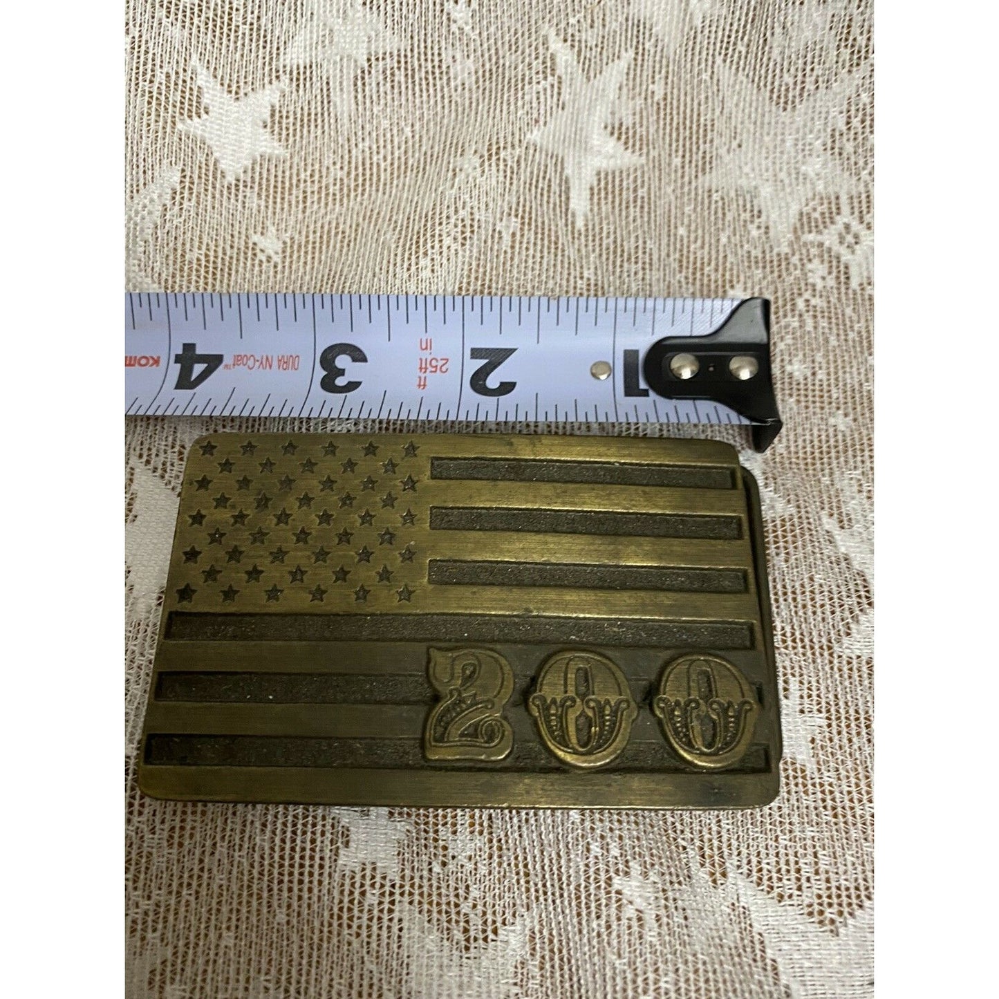 American Flag 200 Bicentennial Patriotic Brass Belt Buckle 1975