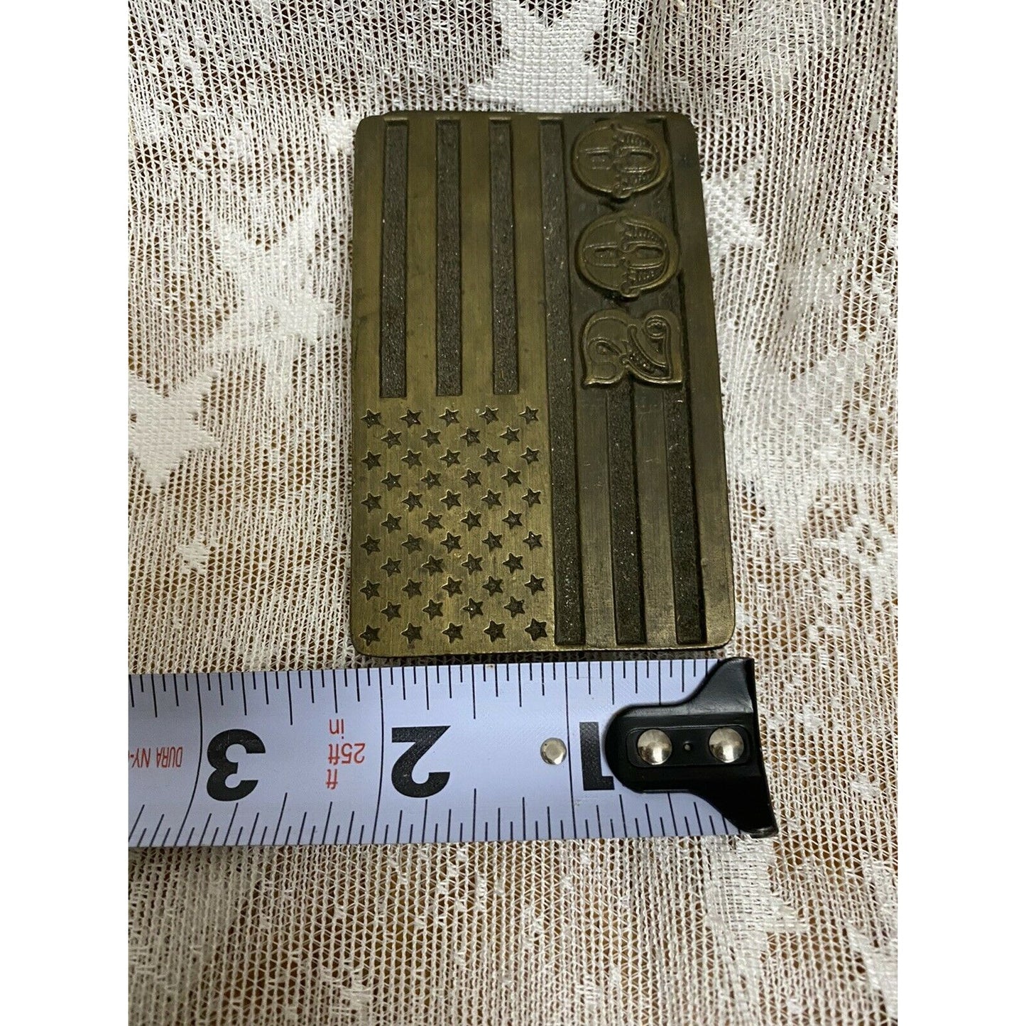 American Flag 200 Bicentennial Patriotic Brass Belt Buckle 1975