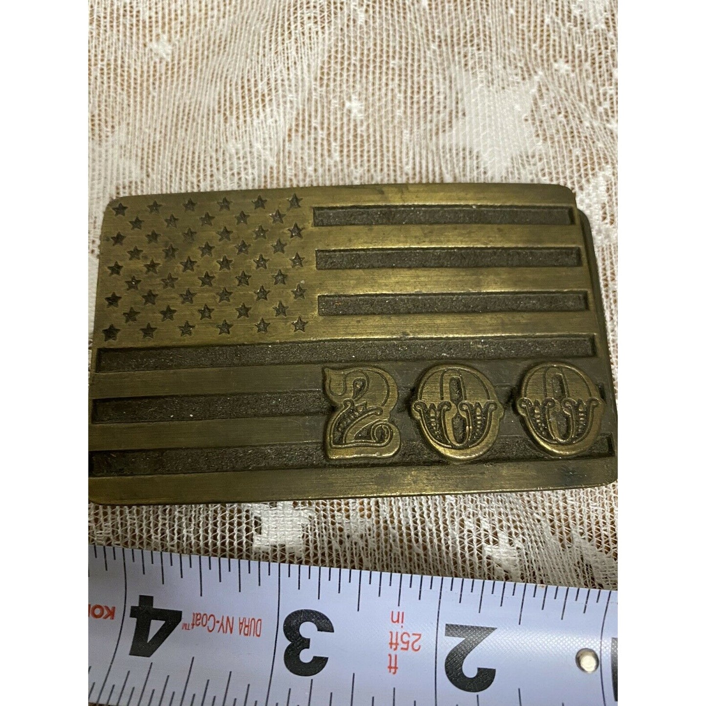 American Flag 200 Bicentennial Patriotic Brass Belt Buckle 1975