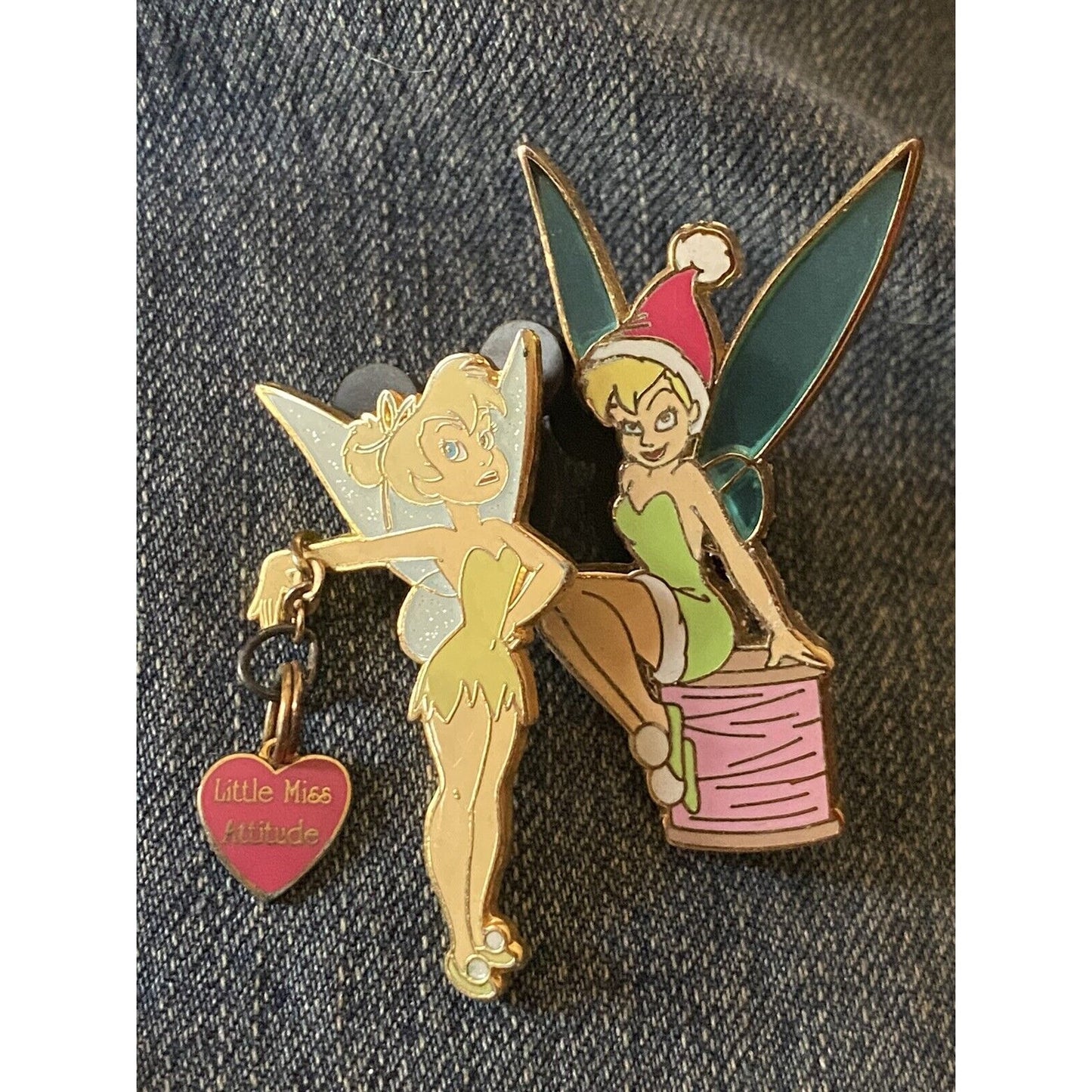 Tinker Bell  Miss Attitude Dangle & Santa Hat Translucent Wing Disney Pins