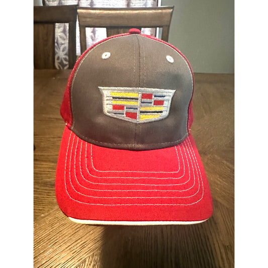 Cadillac Logo Red & Gray Adjustable Baseball Cap