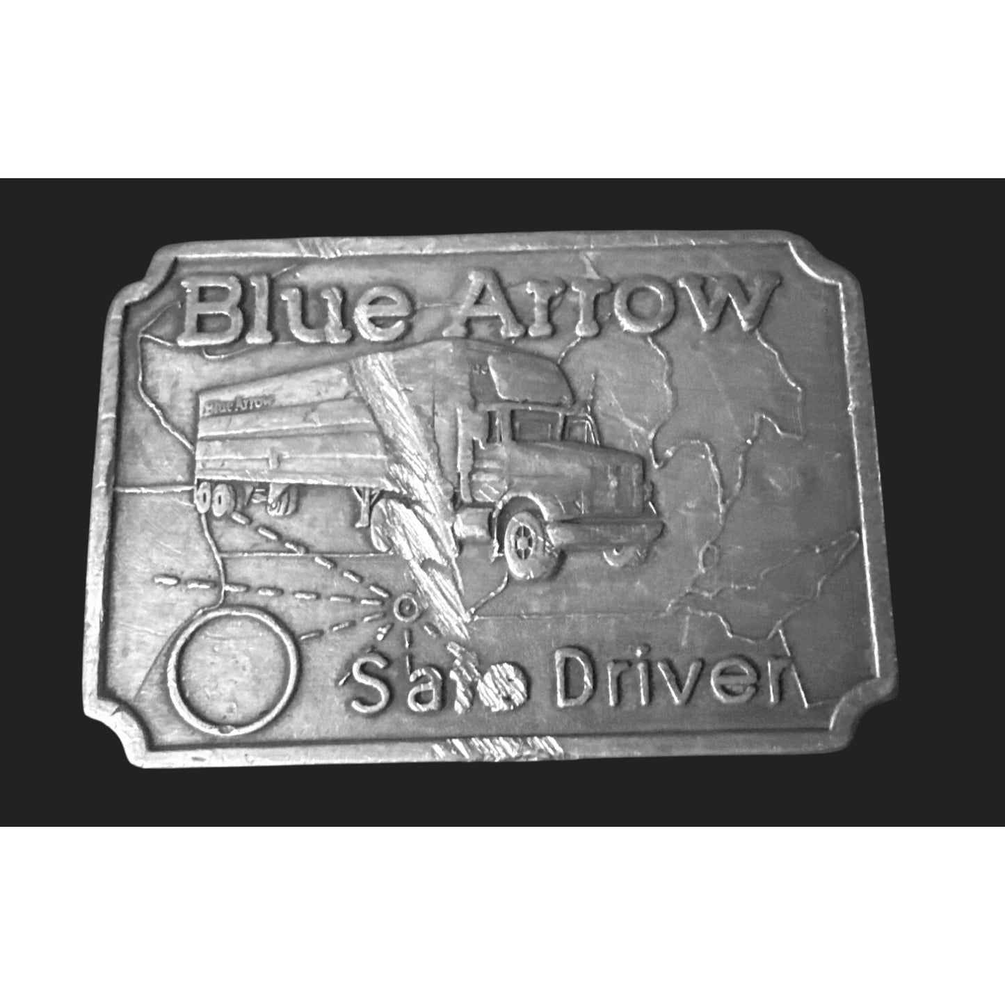 Vintage Gemco Blue Arrow Safe Driver Belt Buckle