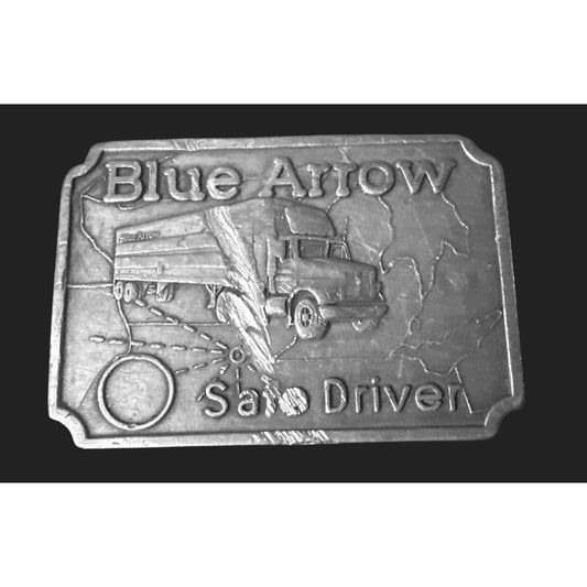 Vintage Gemco Blue Arrow Safe Driver Belt Buckle