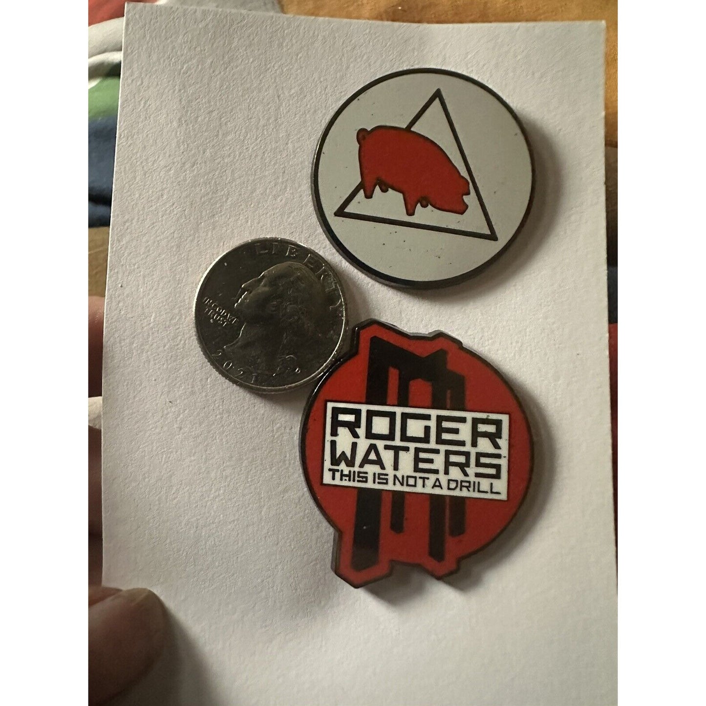 Roger Waters This Is Not A Drill Tour VIP Pin Set 2022 Red White & Black 1.5”